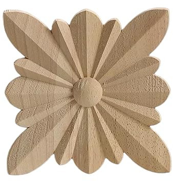 Träapplikation För Möbler Vintage Trä Applikation Onlay Trä Hantverk Blommigt Runt Trä Tillbehör Dekoration Dekal Hörnfönster F37-5