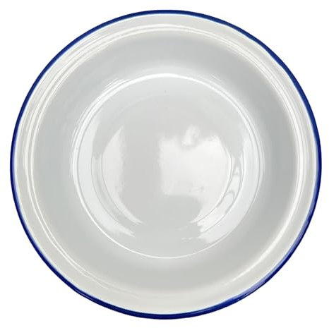 Traditional White Enamel Pie Dish, Baking Tin for Pudding, Steak, and More (16cm diameter x 3cm depth) Oven-Safe Bakeware