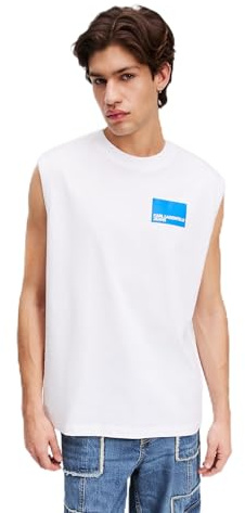 KARL LAGERFELD JEANS Hombre Relaxed Box Logo Tank Blanco L