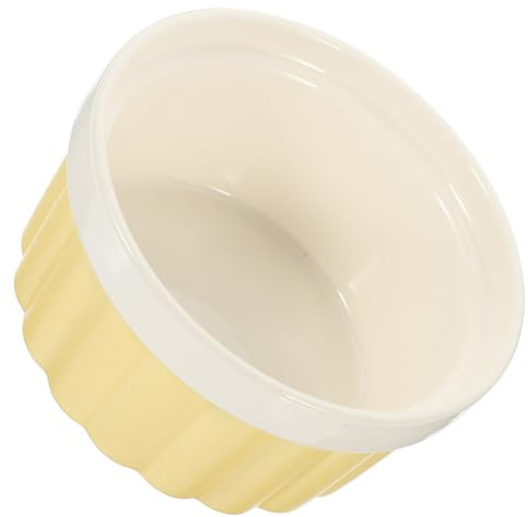 PAMINGONO 1 Pc tazón de pudín cuenco de cerámica para hornear lata de crema brulée cuencos pequeños de postre hornada bol cocina boles cocina tazón de postres tazón para servir comida Yellow
