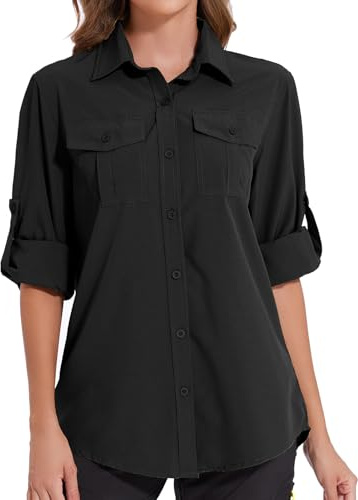 Tuopuda Camiseta de natación para Mujer Traje de baño de Manga Larga con Cremallera Camiseta de Surf Protección Solar Surf Rashguard Camisetas Deportivas de Secado Rápido(Negro,XL)