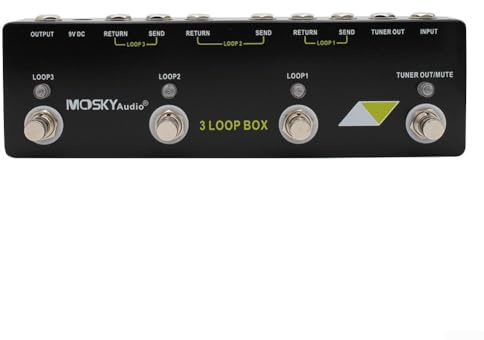 Getdoublerich MOSKYaudio 3 LOOP BOX - Pedal de guitarra con efectos de bucle, afinador de pedal Looper, interruptor de silencio