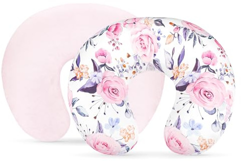 Minky Federa per cuscino da allattamento, rimovibile, per allattamento, reversibile, per bambini/ragazze, super morbida e confortevole (elegante floreale)