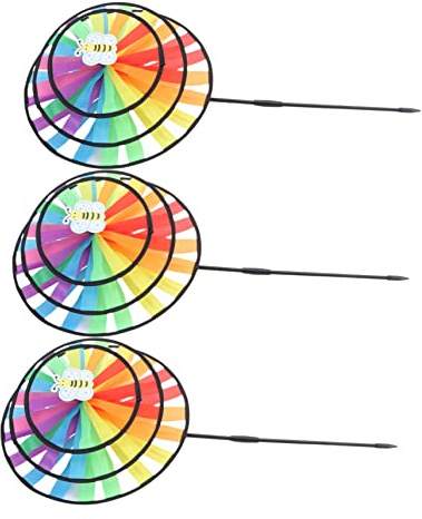 IWOWHERO Molino De Viento De Tela Triple Capa Decorativo Juguete De Molino De Viento Manualidades Recuerdo De Fiesta