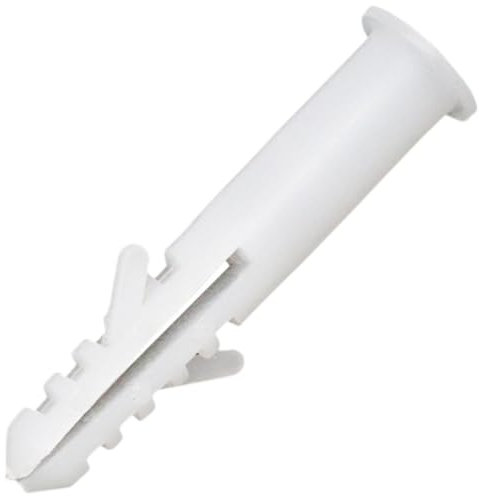 Pack of 100 Plastic Expansion Pipes, Impact Dowels, Expansion Tube, Cavity Dowels, Nail Dowels, Plastic Wall Mounting Bolts without Screws for Hollow Drywall Wall Mounts, White, M5 x 25 mm