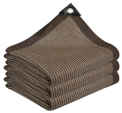 Tela de sombra 80% marrón con ojales para exteriores, para pérgola, jardín, invernadero y aves de corral, protección UV, fácil de instalar, ideal para plantas y espacios al aire libre