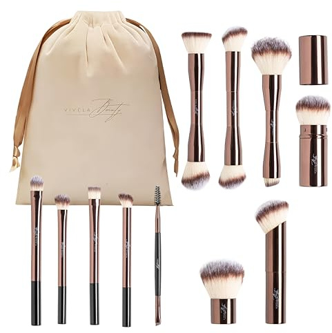 VIVELA Pennelli make up professionali 13 Premium synthetic pennello trucco, Kit per fondazione cipria fard ombretto,Set pennelli make up, Pennelli trucco make up, Ideale per regalo Compleanno.