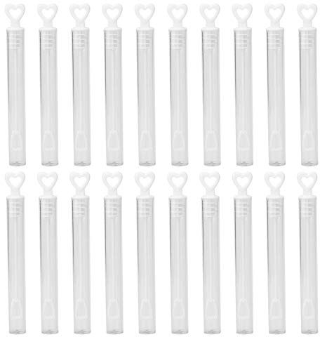 Xiuganpo 20pcs Plastic Bubble Wands Tube Elegant Bubble Soap Bottle Toy for Birthday Party Wedding Decoration Children White Blue (love white)