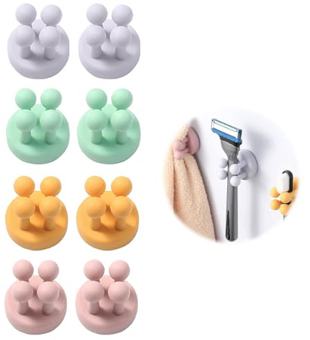 OPVYAEU Set da 8 Portaspazzolini, Portaspazzolino da parete, Portaspazzolino elettrico, Organizer bagno, Pratico, Robusto e Salvaspazio per doccia e lavandino