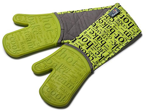 Zeal Silicone Heavy Duty Double Oven Gloves Mitts Lime Green (94 cm Long) – Script