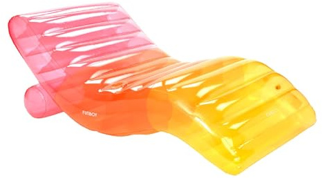 FUNBOY Giant Inflatable Luxury Clear Rainbow Chaise Lounger, Chair Pool Float for Adults, Perfect for a Summer Pool Party