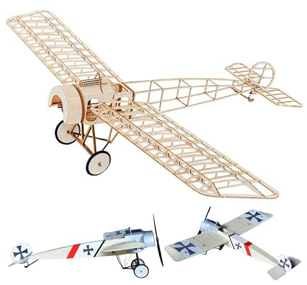 Your Day Mate Kit de aeromodelo Fokker E.3 Slow Flyer, escala 1:20, 450 mm de envergadura, kit de aeromodelo RC, aeromodelo para construir uno mismo, componentes de madera de balsa cortados con láser