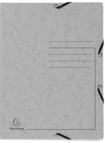 Exacompta 55423E Eckspannmappe Colorspan Karton 355 g/m², 24 x 32cm, für DIN A4, Gummizug, 3 Klappen, 1 Stück, Grau
