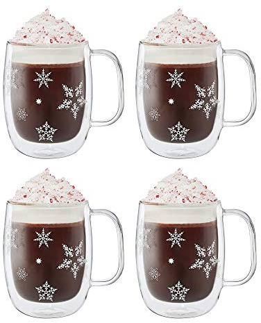 ZWILLING Sorrento Plus 4-pc 12oz. Double Wall Glass Coffee Mug Set