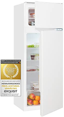 Exquisit Einbau Kühl-Gefrierkombination, Schlepptürmontage, 145 cm Höhe, 4-Sterne-Gefrierfach, 205 Liter, Kühlschrank mit Gefrierfach, EKGC265-40-040F