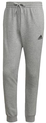adidas Herren Essentials Fleece Regular Tapered Pants, Medium Grey Heather / Black, M