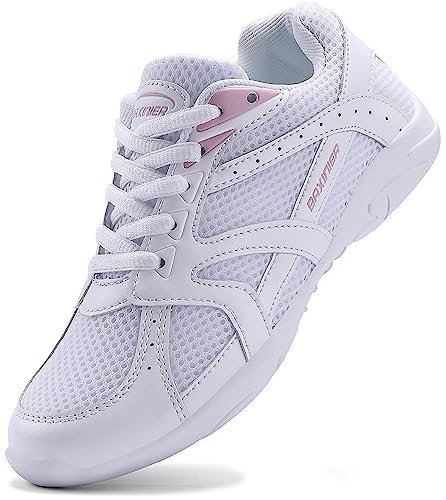 FUQIAO Flickor vita cheerleading-skor lätta tävlingssneakers kvinnor inomhus Cheer Dance sko, Vit R101, 34 EU