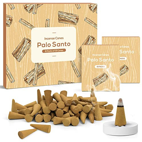 Räucherkegel Palo Santo 120st, Mit Räucherstäbchenhalter, Perfekt für Saubere Luft in Innenräumen, Entspannung, Yoga, Meditation