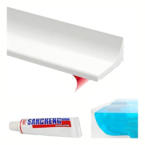 Regleta 200cm Goma Mampara Ducha Barrera de Agua Para Ducha Junta Mampara Ducha Perfil Silicona Ducha Barrera Ducha Que no Salga Agua y sellador adhesivo transparente de 25 ml gratis(blanco).