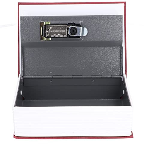 MUNEFE Caja Fuerte De Acero con Forma De Libro, Caja Fuerte Clásica para Libros, Caja De Almacenamiento para El Hogar con Código De Bloqueo para Joyas En Efectivo Y Documentos Importantes(Rojo)