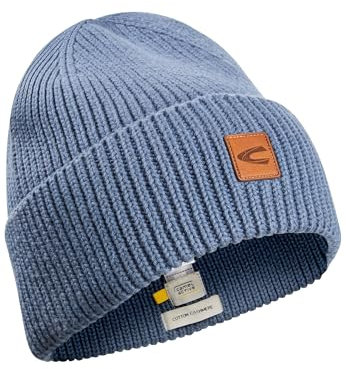 camel active Herren Beanie aus einem Baumwoll-Kaschmir-Mix Denim Blau, Menswear-OS