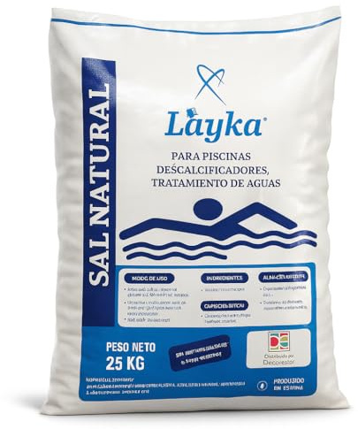 5 Sacos Sal para Piscinas 25 kg - Sal Piscina Cloracion Salina Layka - Agua Clara en Piscinas, SPA y Jacuzzis