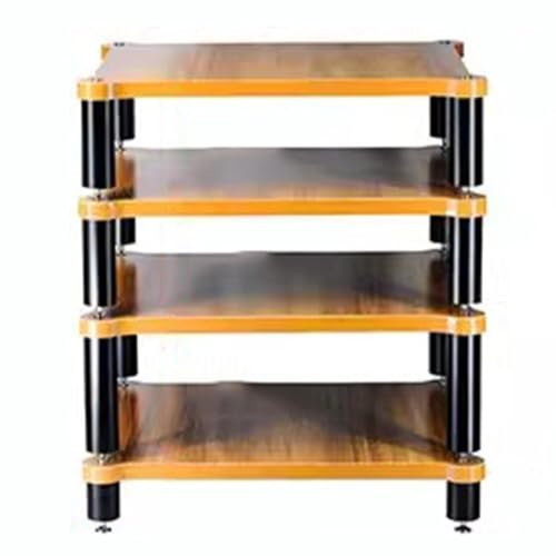 4-stöckiges HiFi-Rack AV-Regal Plattenspieler Ständer Geräte Kabinett HiFi-Massivholz-Audio-Rack HiFi Rack Füße Verstärker Regal Audio Video Komponenten(Wood Color,60 * 78 * 48cm)