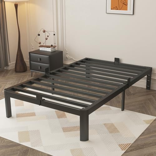 KVLKBV Cama individual de 90 x 190 cm, color negro, estructura con almohadillas antideslizantes y gran espacio de almacenamiento (35,5 cm), ideal para dormitorios y habitaciones de invitados