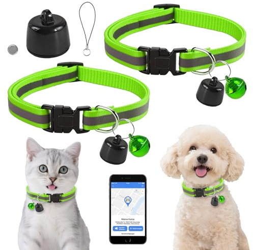 GPS Tracker for Dog, Compatible with iOS & Android, Compatible with Apple & Google Find My, No Monthly Fee & No SIM Card Needed, Real Time GPS Tracking Device with Reflective Collar