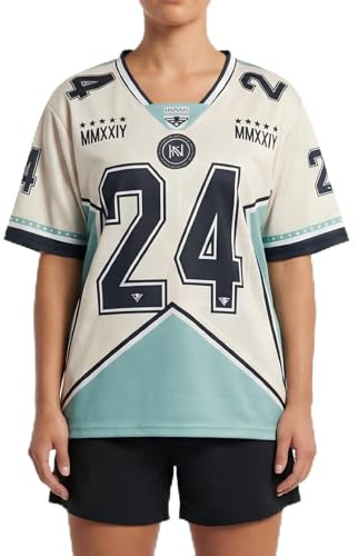 DINSAGE Jersey Tops for Women Number Jersey T-Shirt V Neck Short Sleeve Baseball Football Casual Womens Sports Top