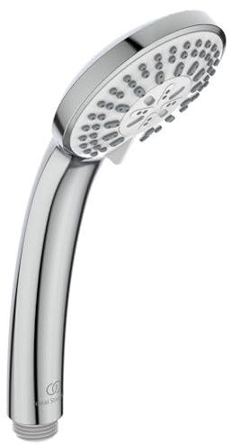 Ideal Standard – Doccia multifunzione Idealrain, soffione doccia a risparmio idrico con 3 tipi di getto (pioggia, cascata e massaggio), ugelli EasyClean, Ø 8 cm, cromato