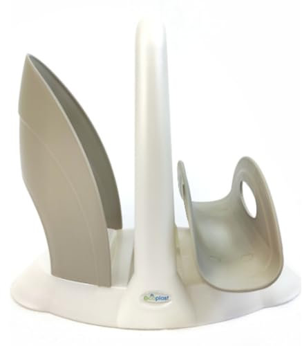 Ecoplast | Set Portabicchieri e Portatovaglioli di Carta, Due Funzioni Unico Prodotto, Perla & Tortora, Made in Italy