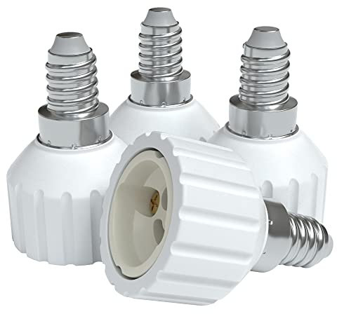 EAZY CASE 4X Lampensockel Adapter - Konverter für E14 Fassung auf GU10 Lampenadapter für LED-/Halogen- und Energiesparlampen Sockeladapter, Weiß