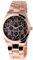 Excellanc Damenuhr Schwarz Rosègold Strass Römische Ziffern Chrono-Look Armbanduhr