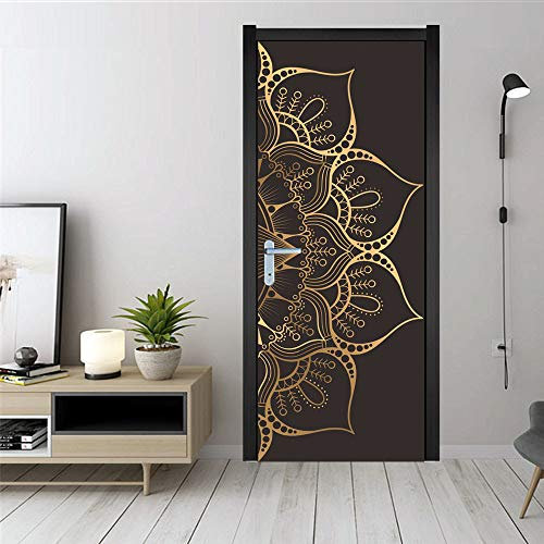 QMTZDQ Stickers porte Autocollants De Modèle De Porte Mandala Stickers Muraux De Fenêtre Créative De Porte en Bois De Rénovation,70 * 200CM