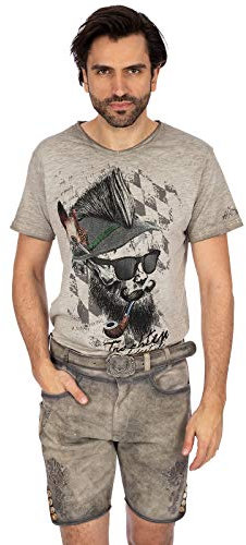 Stockerpoint Herren Lederhose Alois2 I Größe 44-56 I Bequeme Trachtenhose in edler Hirschoptik mit Gürtel I Aus 100% hochwertigem Wildbockleder I Perfekt für Trachten & Festlichkeiten