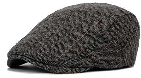 heekpek Berets Flat Cap Hat Duckbill Hat Driving Cap Newsboy Cap Unisex Adjustable Cotton Woolen Cap for Men Women Summer Winter Outdoor British Style Golf Cap (#Dark Grey)