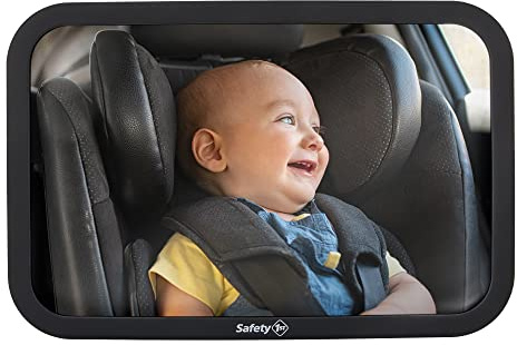 Safety 1st Baby Backseat Headrest Mirror for Rear Facing Infant Car Seat View, Universal Shatterproof Light & Wide Rearview Convex Glass, Black