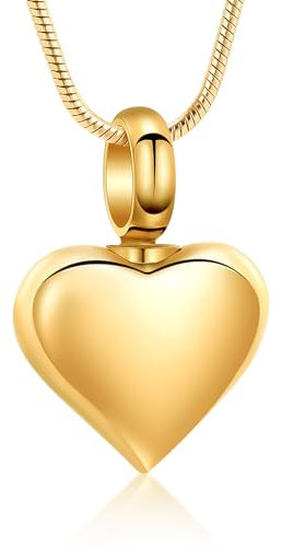 VCCWYQK Mini-Herz-Urnen-Halskette für Asche, Edelstahl, Andenken, Schmuck für Damen und Herren (Goldene)