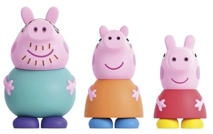 Peppa Pig – Set di 3 statuette da bagno Peppa Pig – Giocattoli d'acqua e bagno – Include mama, patata e pepa (DeQube 919D00046)