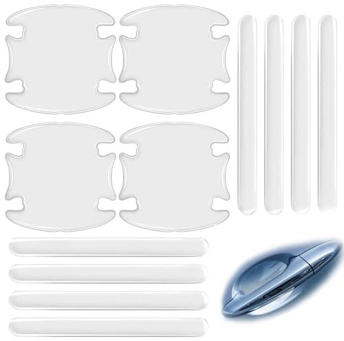 RHQFDM 12 Pieces Car Door Handle Protective Film Universal Paint Protection Film Recessed Handle and Handle Self-adhesive Anti Scratch Handle Shell Transparent Car Door Edge Protection(Transparent)