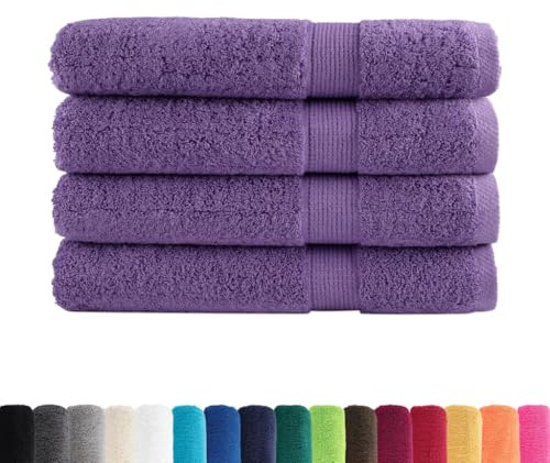 vidaXL Serviettes de Sauna de Qualité Supérieure 4 pcs, Paréos de Sauna, Draps de Bain, Serviettes de Douche Salle de Bain Toilette, Violet 600g/m²