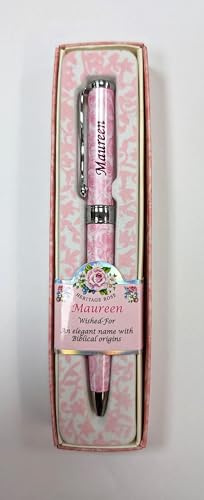 JRose Collections Personalised Ladies Pen with Name - Gift Boxed with Name Meaning - Black Ink Twistable Pen - Elegant Writing Instrument for Women (Maureen)