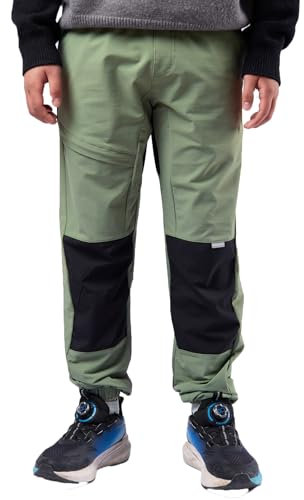 CALBOUNT Jungen Wanderhose Kinder Wasserdicht Trekkinghose Elastische Taille Outdoorhose Grün 150
