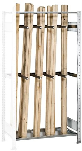 SCHULTE Lagertechnik Anbauregal, Langgutregal MULTIplus150, 2000 x 1000 x 500 mm (HxBxT), verzinkt, 1 Fachboden, mit 2 Stück Universalsätzen mit je 4 Unterteilungsrohren 400 mm (HxBxT)