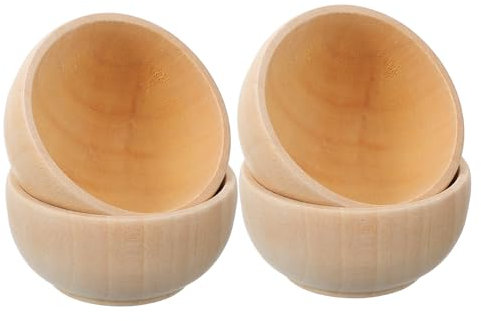 BESTYASH Set 4 Piccole Ciotole in Legno Naturale Lisce Per Artigianato Fai Da Te, Giocattoli Artigianali in Legno Per Ragazzo Ragazza, Materiali Creativi Per Progetti Artistici e Regali Educativi