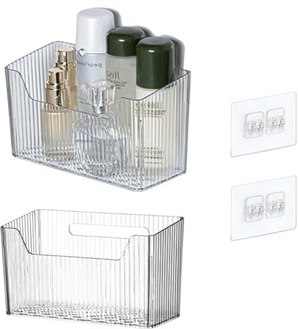 Tatibana Acrylic Wall Mounted Storage Rack, 2 Pcs Storage Box Shower Basket