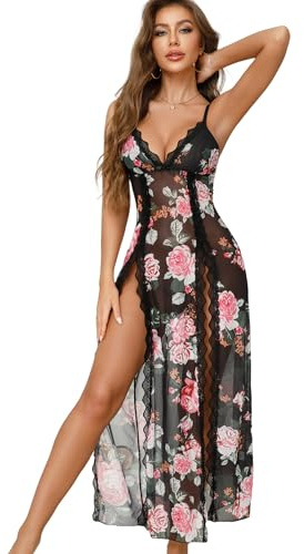 Tomkids Lingerie sexy pour femmes Ensemble de lingerie coquine en dentelle Lingerie Babydoll Sous-vêtements Corsage Chemise de nuit longue Vêtements de nuit Nuisette, M