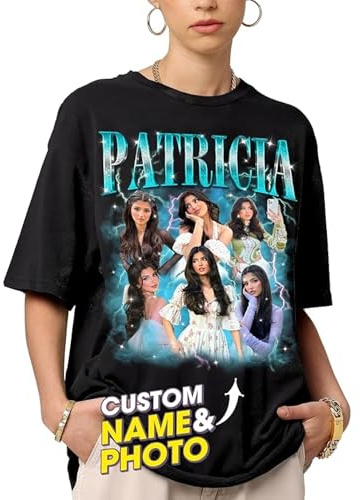 QuindaUK T-Shirt Personalizzabile – Maglietta Stile Bootleg Rap per Uomo e Donna | Aggiungi Foto o Frase | Idea Regalo Originale con Stampa Personalizzata D6