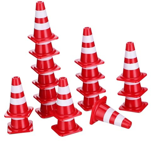 CLISPEED Mini Conos De Tráfico Educativos Para Niños 30 Piezas, Conos De Construcción Miniatura De Plástico Resistente, Color Naranja, Material Didáctico Para Simulación Vial y Juegos Pedagógicos